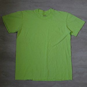 Vintage Stedman Super Hi-Cru Blank Neon Yellow 100% Cotton T-Shirt Medium
